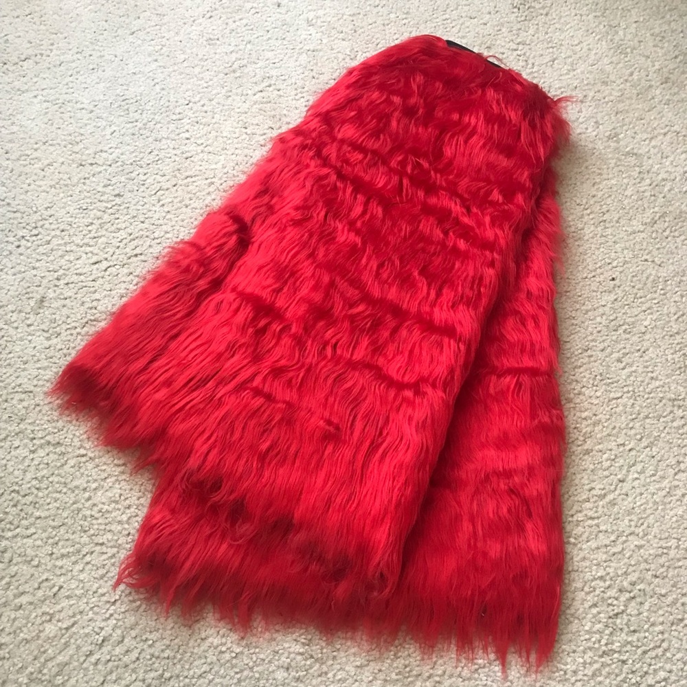 Faux Fur Leg Warmers | Red